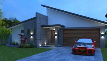 Skillion Roof 4 Bed + Home Plan:246 Green + Double Garage