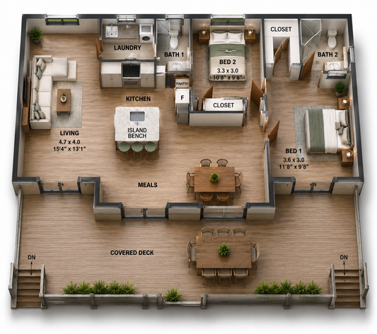 107.4 Tipplers V2 – 2 Bedroom Modern House Plan | Build Cost Planning Pack