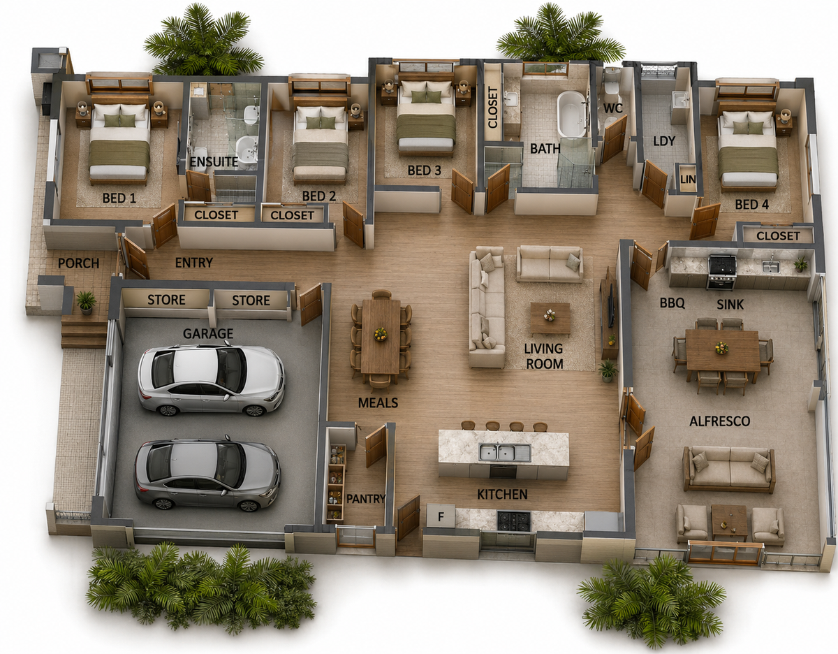 247.1RH Eastlakes | 4 Bedroom Modern House Plan | Build Cost Planning Pack