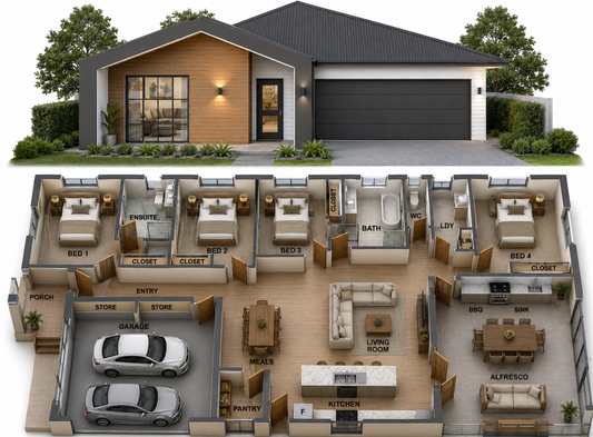 247.1RH Eastlakes | 4 Bedroom Modern House Plan | Build Cost Planning Pack
