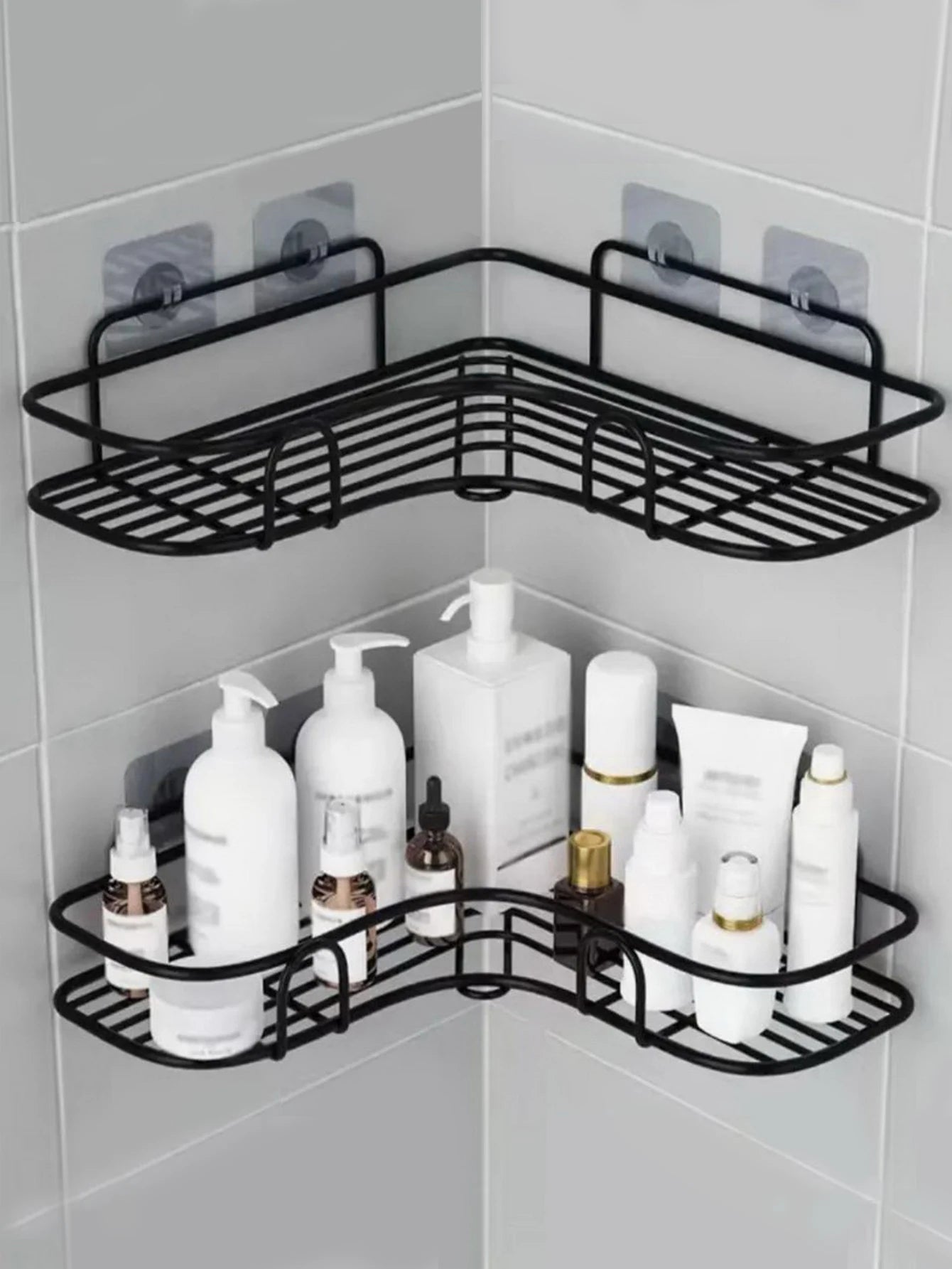 Bathroom Shelf, Shower Caddy Rack, Bathroom Kitchen No Punching Triangle Storage Rack, Shower Shelf, Shampoo Storage Rack Holder