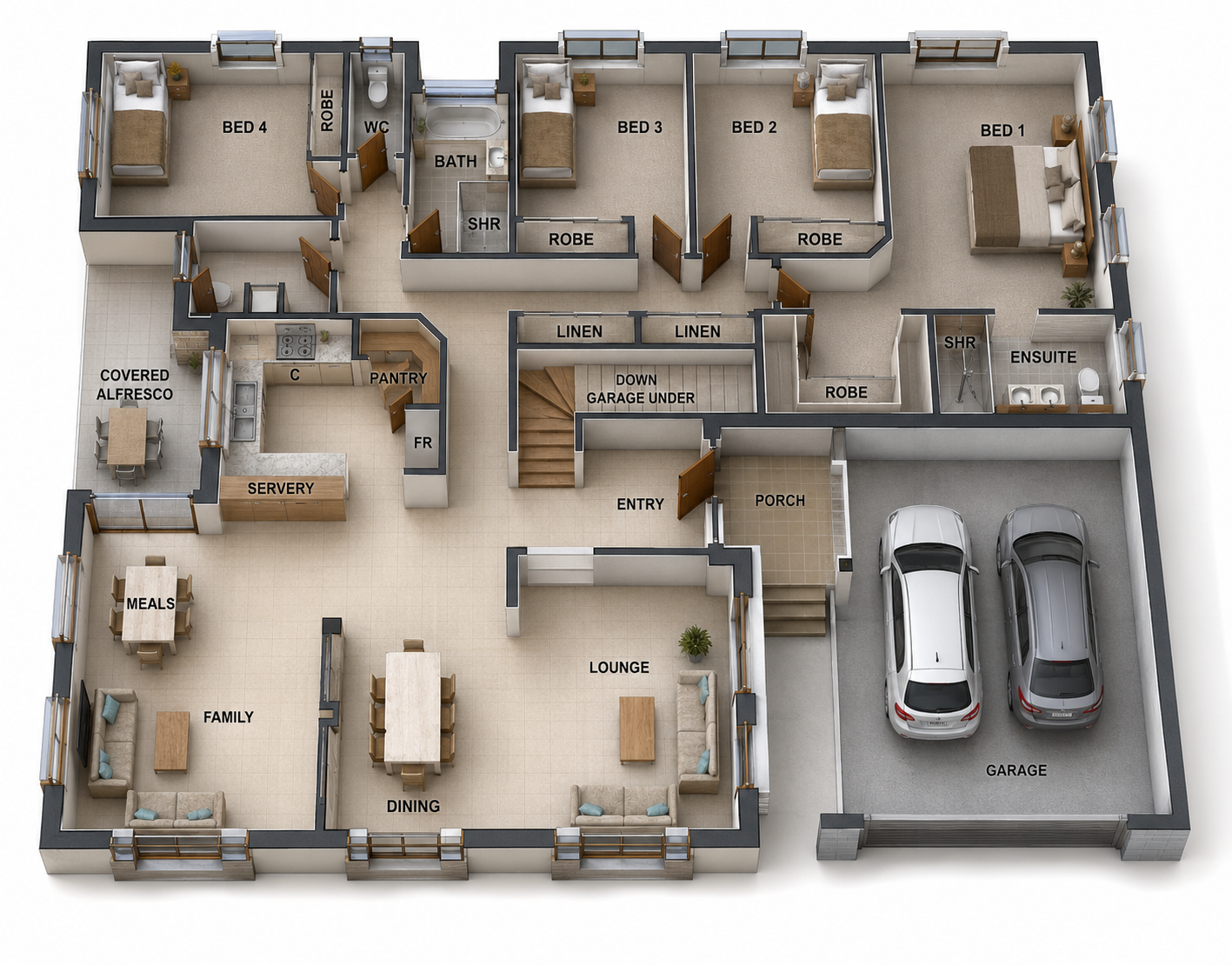 222CLM Sloping Land House Plan – 4 Bedroom Family Home