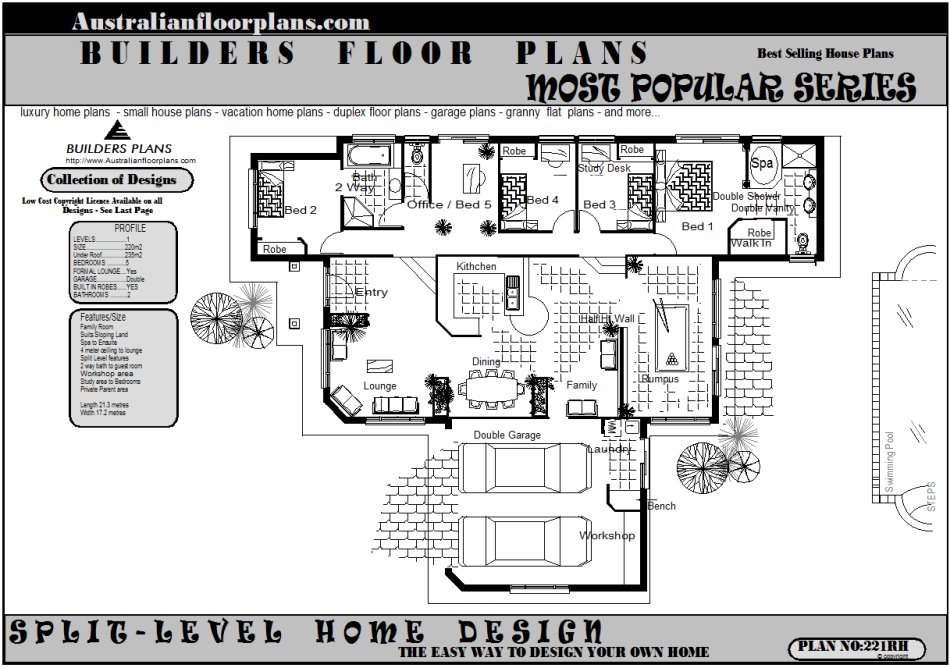 5-Bedroom Split-Level House Plans