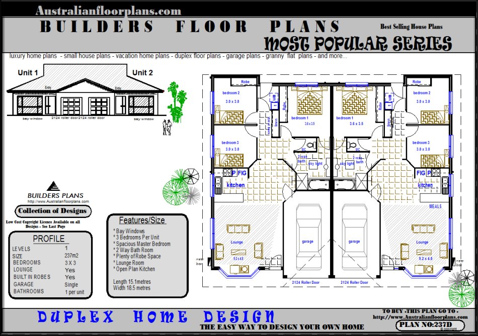 2 Bedroom Duplex Floor Plans Garage