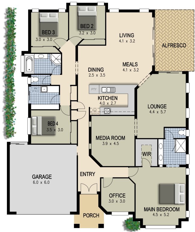 Australian House Plan 4 Bedroom Study Lounge Media Room Australian House Plan 4 Bedroom Study Lounge Media Room