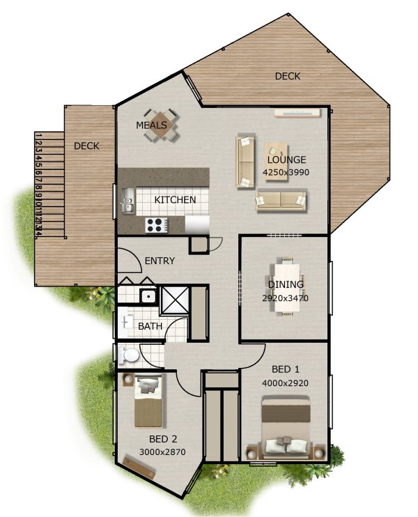 2 Bedroom House Plans