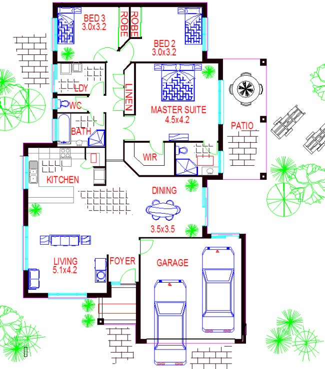 3 Bedroom Double Garage Low Set Home Australian Kit Homes