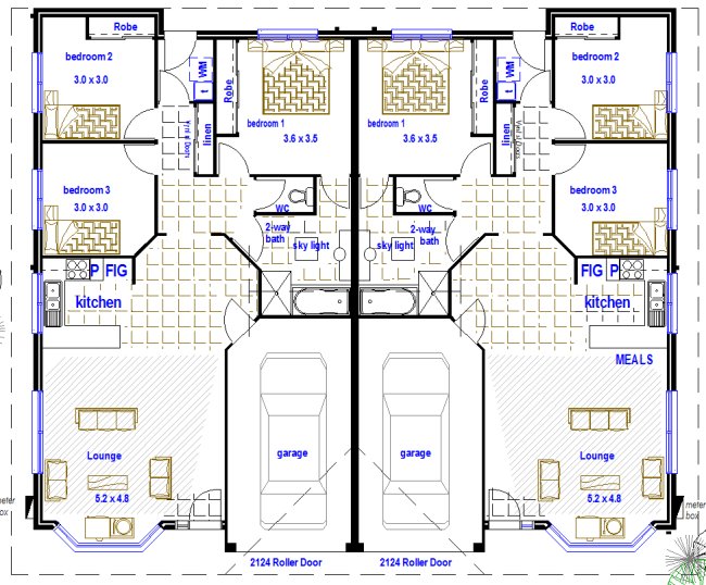 2 X 3 Bedroom Duplex Design Australian Kit Homes Steel