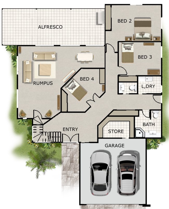  4  Bedroom  Office Rumpus rm Kit Home  Designs 