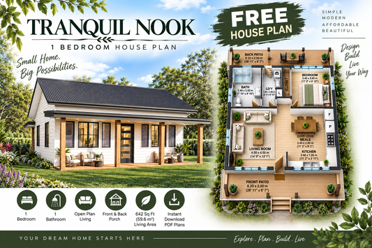 Free 1 Bedroom House Plan – Tranquil Nook