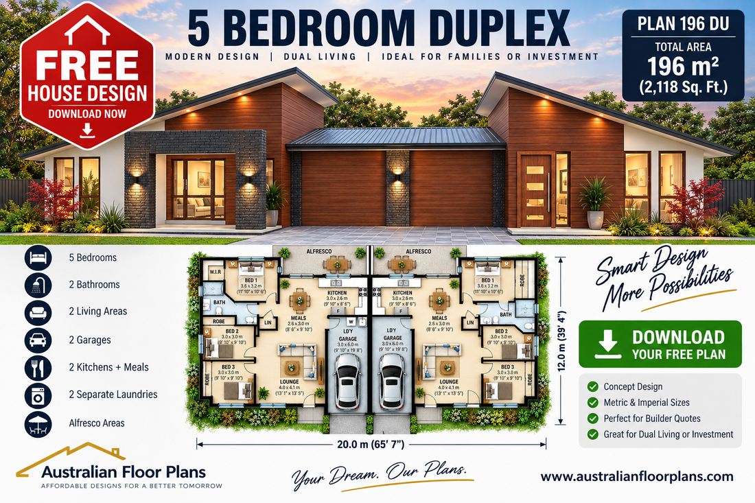 Ask the Builder: Free House Plan – Modern 5 Bedroom Duplex Design | Plan 196 DU