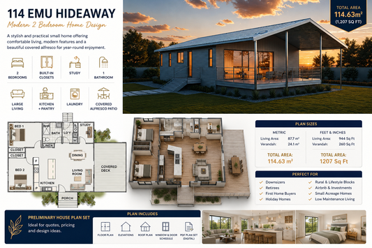 114 Emu Hideaway – 2 Bedroom Small House Plan