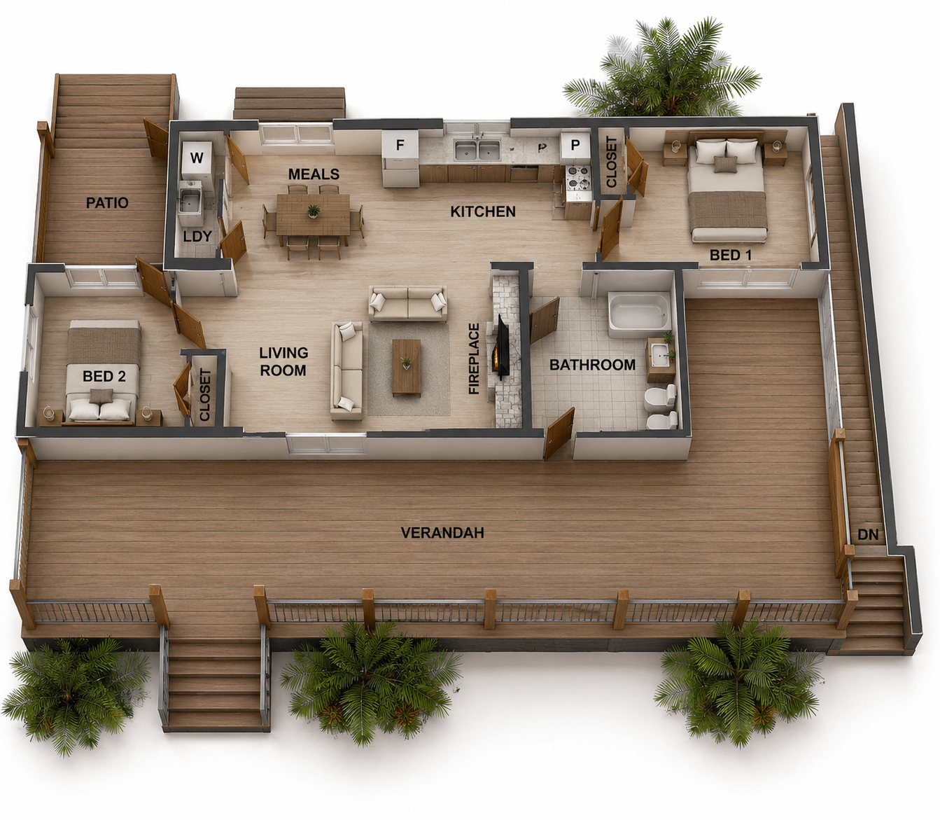117.7 m² Coastal Container – 2 Bedroom Shipping Container House Design | 640 Sq Ft Modern Coastal Living
