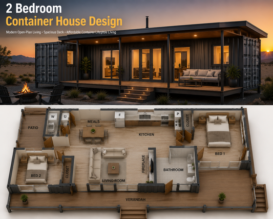 117.7 m² Coastal Container – 2 Bedroom Shipping Container House Design | 640 Sq Ft Modern Coastal Living