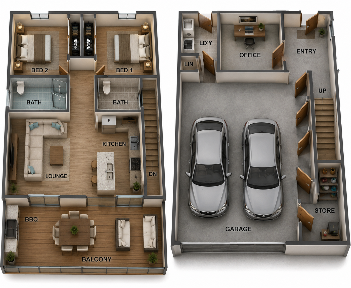Garage Apartment Plan | 149.3MK2 | 2 Bedroom Garage Apartment Design | 1603 Sq Ft | 149.3 m²