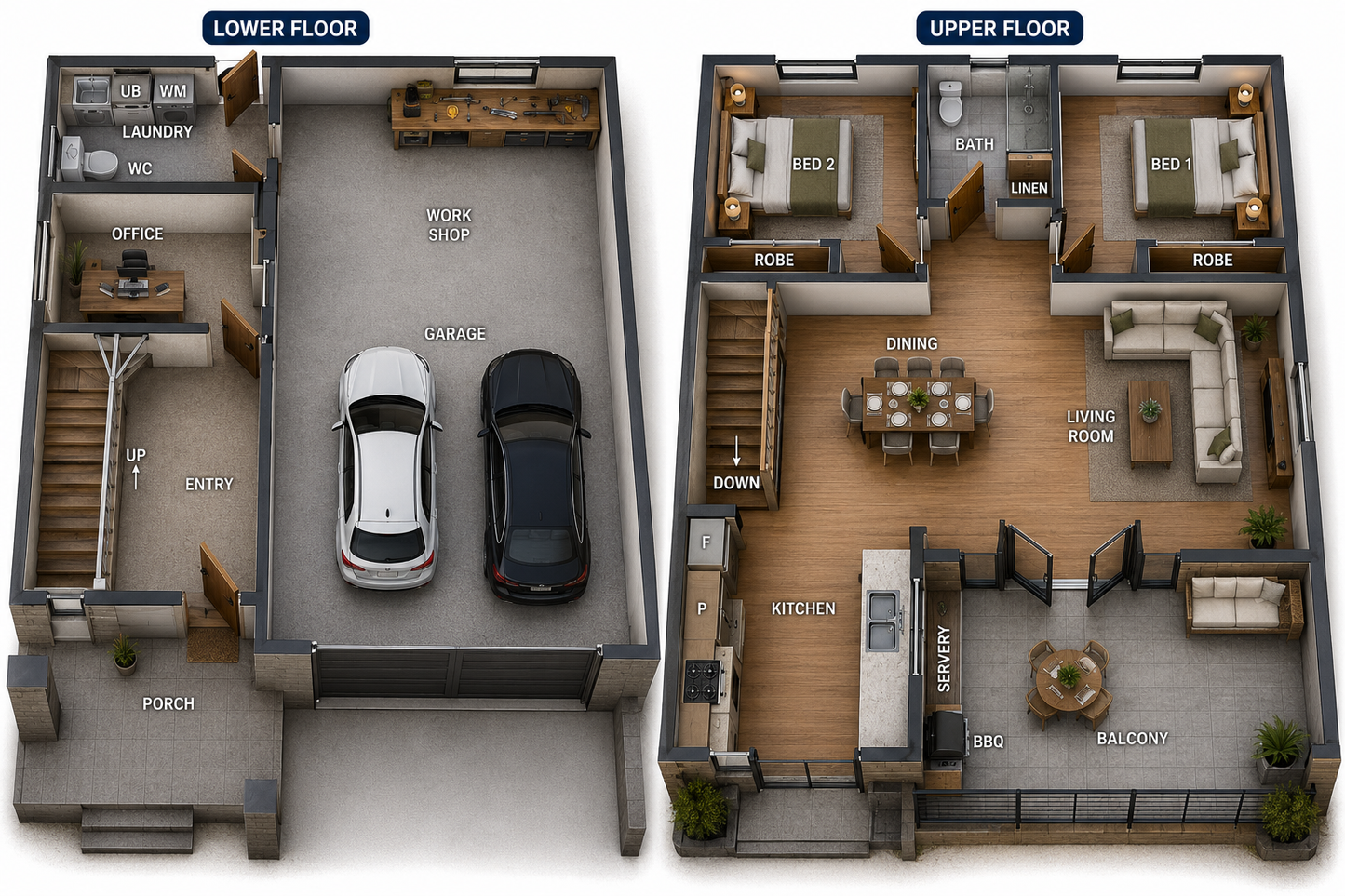 157.5 Garage Apartment House Plan | 2 Bed + Office | 1695 Sq Ft