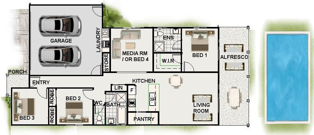 Slim Lot Traditional Home Design Plan 169.48 LH | Narrow Lot 3 Bedroom Home | 169.48 m² | 1822 Sq Ft