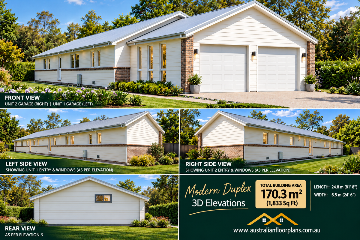171DU Dual Key House Plan | Narrow Lot Dual Living Design | 4 Bed | 2 Bath