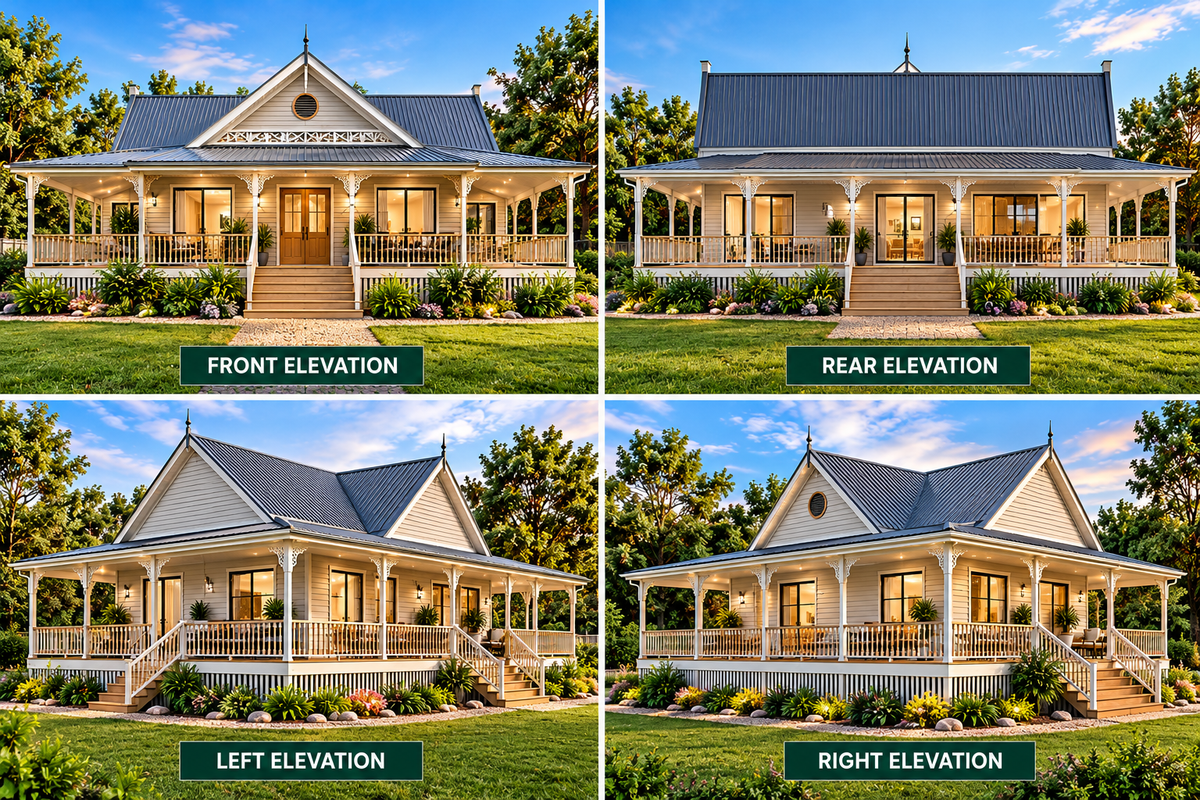Aspen Ridge 199.7 | 2 Bedroom Ranch House Plans with Office & Wraparound Verandah
