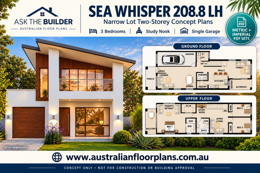 Sea Whisper 208.8 LH – Narrow Lot 3 Bedroom House Concept Plans