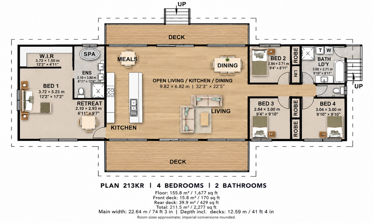 4 Bedroom Elevated House Plan – Sloping Block Design | 213KR