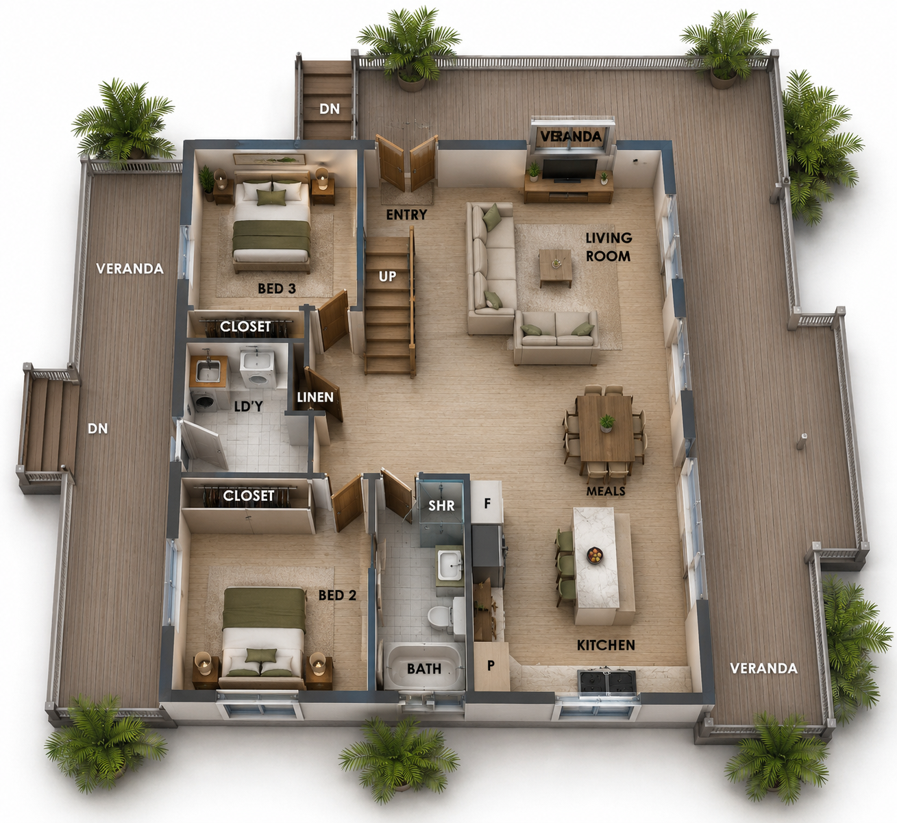 LOFT HOUSE CABIN RETREAT – 229.6LH Rest Horrow | 3 Bedroom Loft Cabin Plan | 2470 Sq Ft
