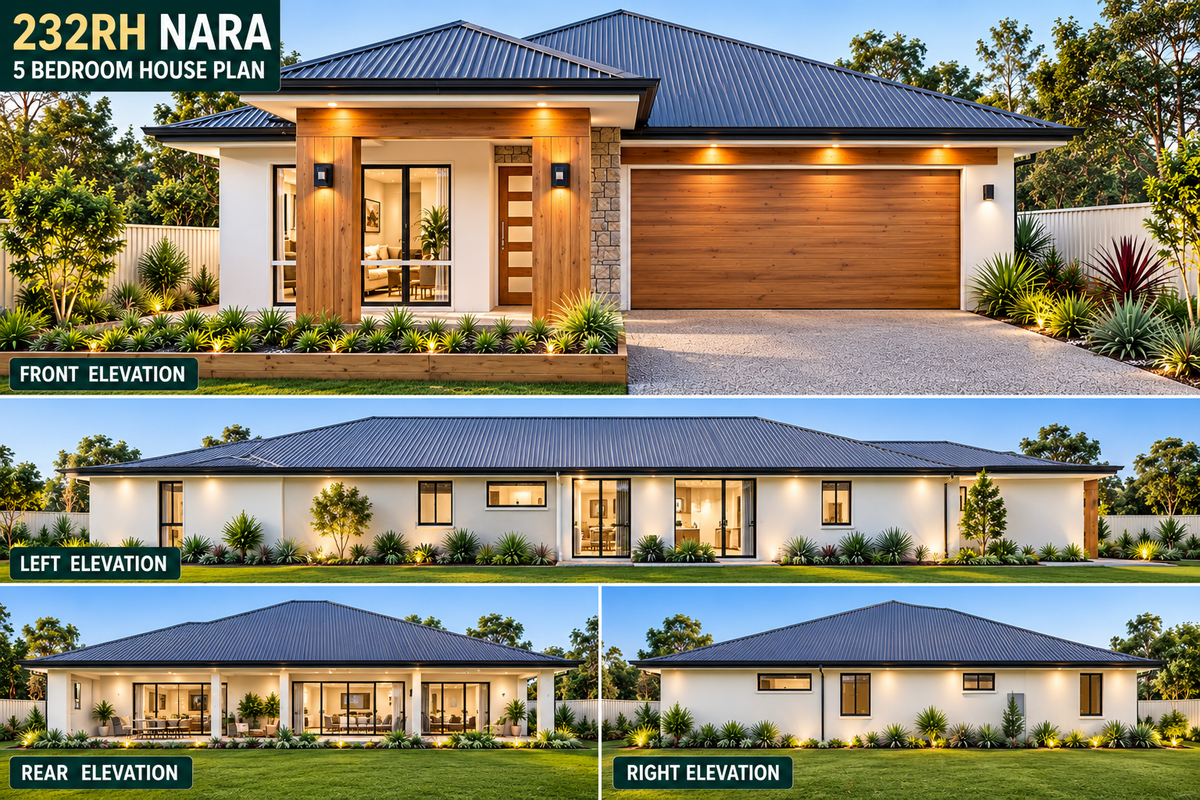 232RH Nara – Modern 5 Bedroom House Plan | Single Storey Home Design | 241m² / 2,594 Sq Ft
