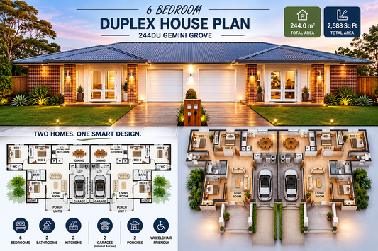 244.0 m² | 2,588 Sq Ft | 6 Bed Duplex House Plan | Dual Occupancy Design | 244DU Gemini Grove