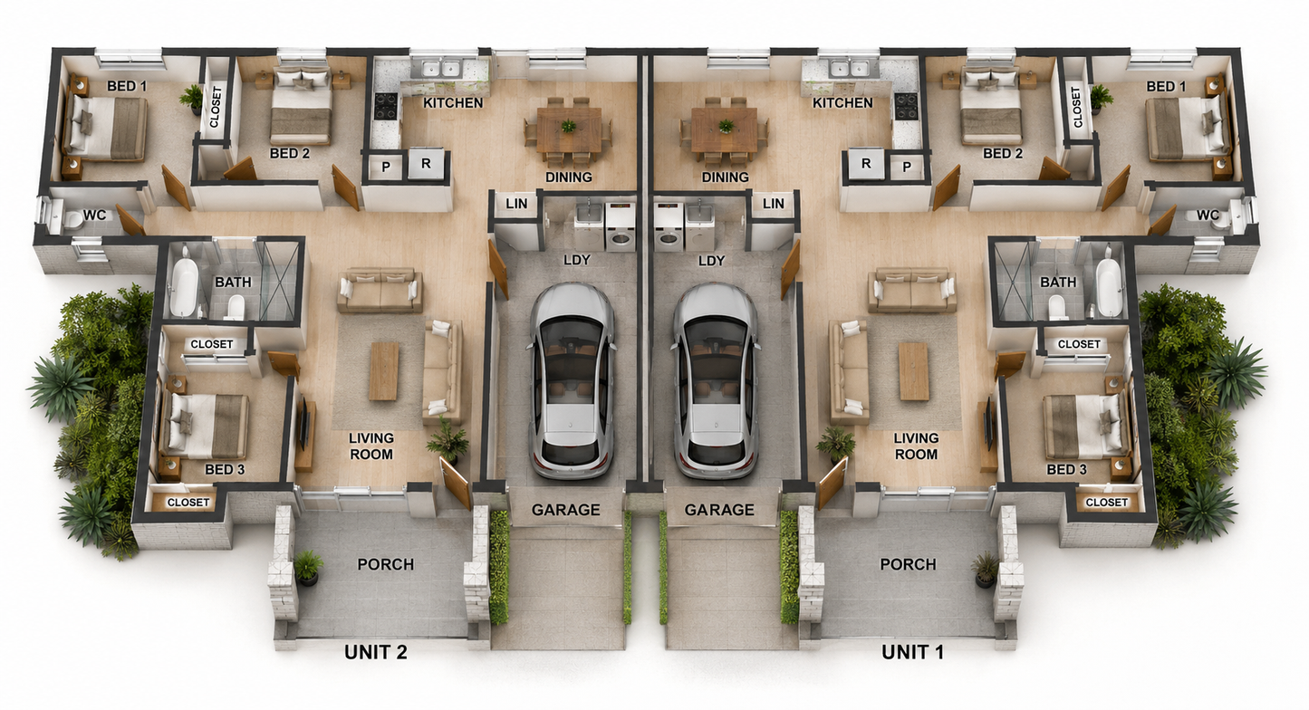 244.0 m² | 2,588 Sq Ft | 6 Bed Duplex House Plan | Dual Occupancy Design | 244DU Gemini Grove