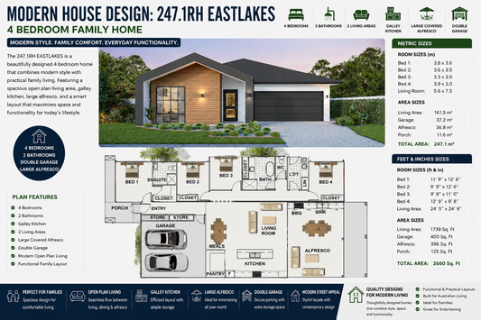 247.1RH Eastlakes | 4 Bedroom Modern House Plan | Build Cost Planning Pack