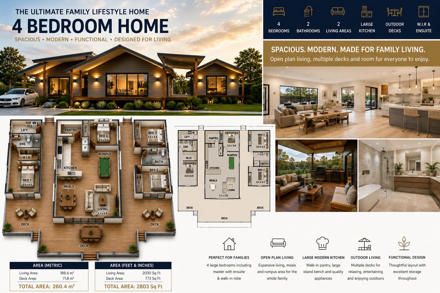 286.8CA Hillside Retreat – 4 Bedroom Pole Home Plan