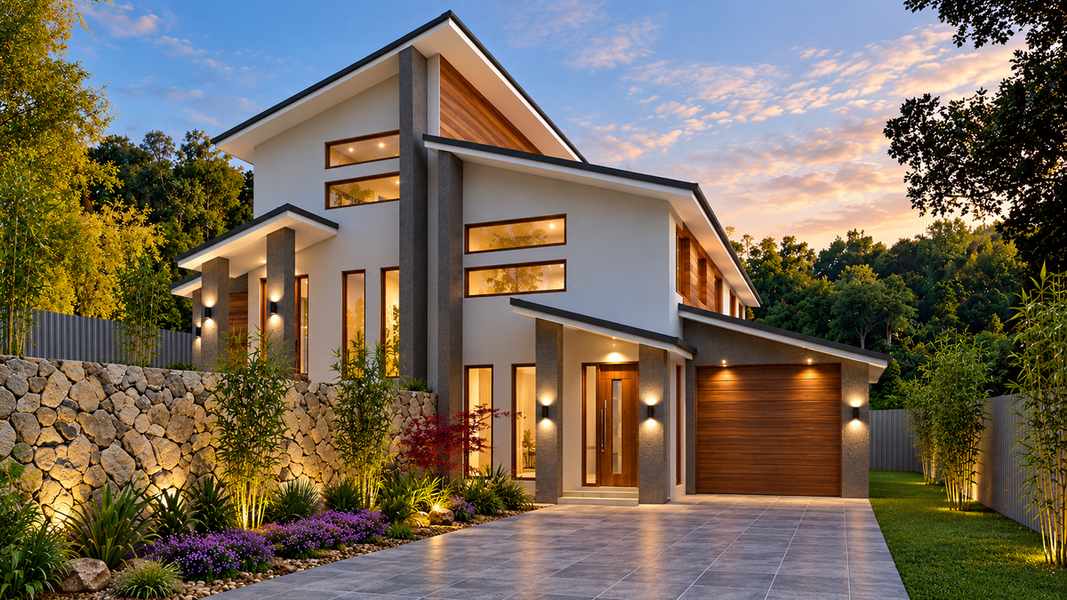 6 Bedroom Duplex House Plans | Modern 2 Storey Townhouse | Design 306 Skillion RH