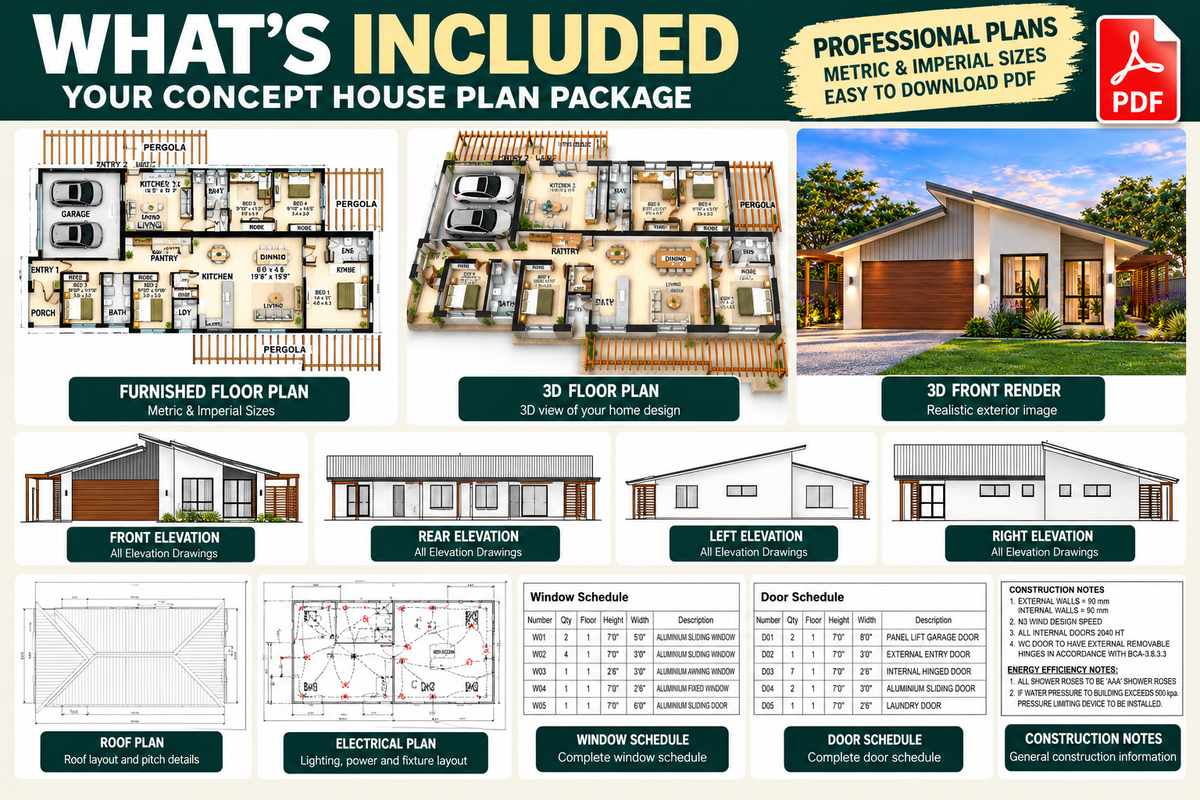 5 Bedroom Duplex House Plan – 312.9 DU | Modern Dual Key Skillion Roof Design | 3,368 Sq Ft