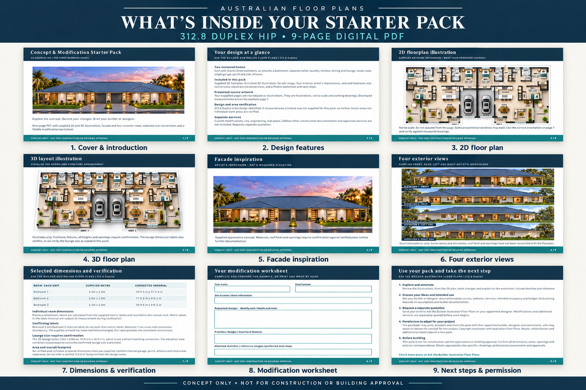 312.8 Duplex HIP – 6 Bedroom Concept & Modification Starter Pack