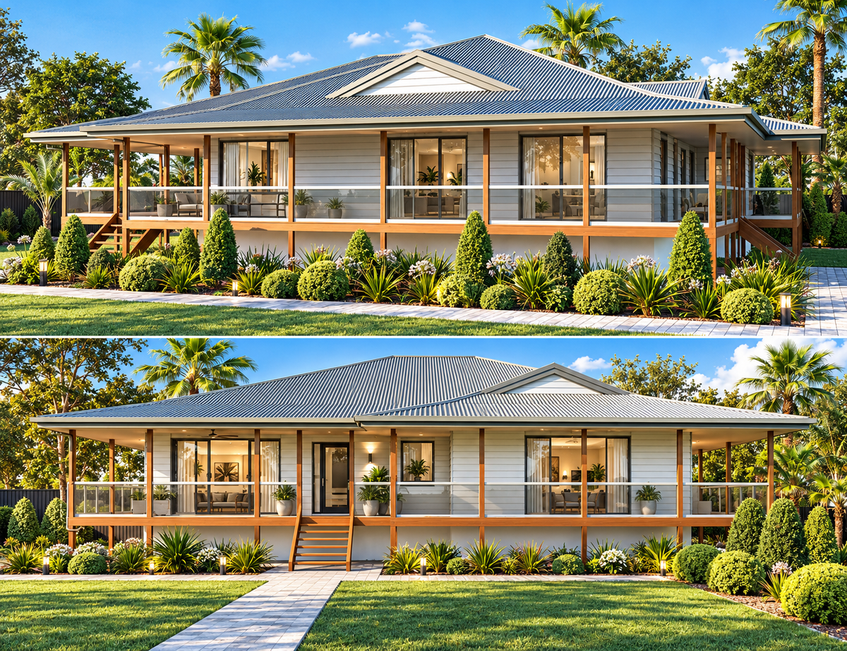 4 Bedroom Country Homestead | Wraparound Verandah | Sloping Block Design