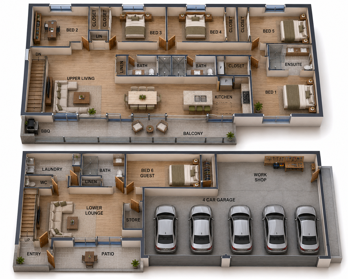 378.5RH Ultimate Haven – Luxury 6 Bedroom Modern House Plan
