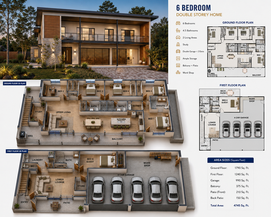 378.5RH Ultimate Haven – Luxury 6 Bedroom Modern House Plan