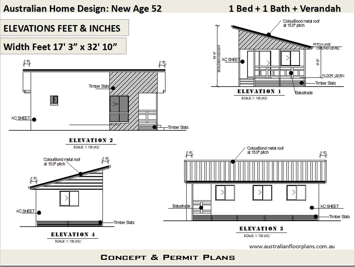 House Plan 52 – New Age Cottage | 1 Bedroom Small Home | 52.8 m² | 568 Sq Ft