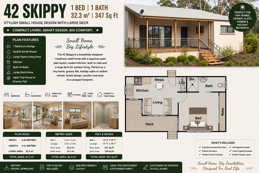 42 Skippy – 1 Bedroom Small House Plan | 42.4 m² | 455 Sq Ft-1