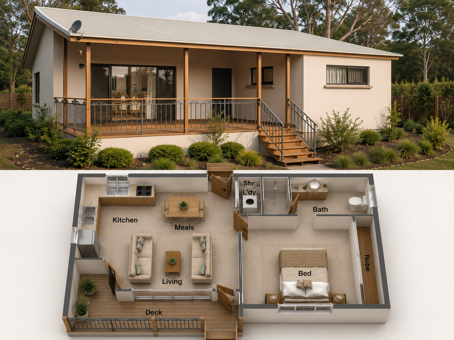 42 Skippy – 1 Bedroom Stylish Small House Design | 32.3 m² | 347 Sq Ft