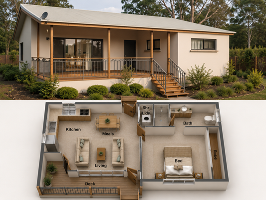 42 Skippy – 1 Bedroom Stylish Small House Design | 32.3 m² | 347 Sq Ft