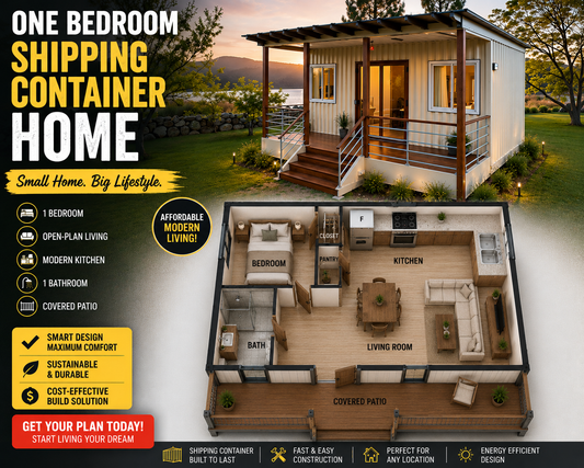 44.5m² / 437 Sq Ft | 1 Bed | 1 Bath | 479LH Argus Shipping Container Home Plan