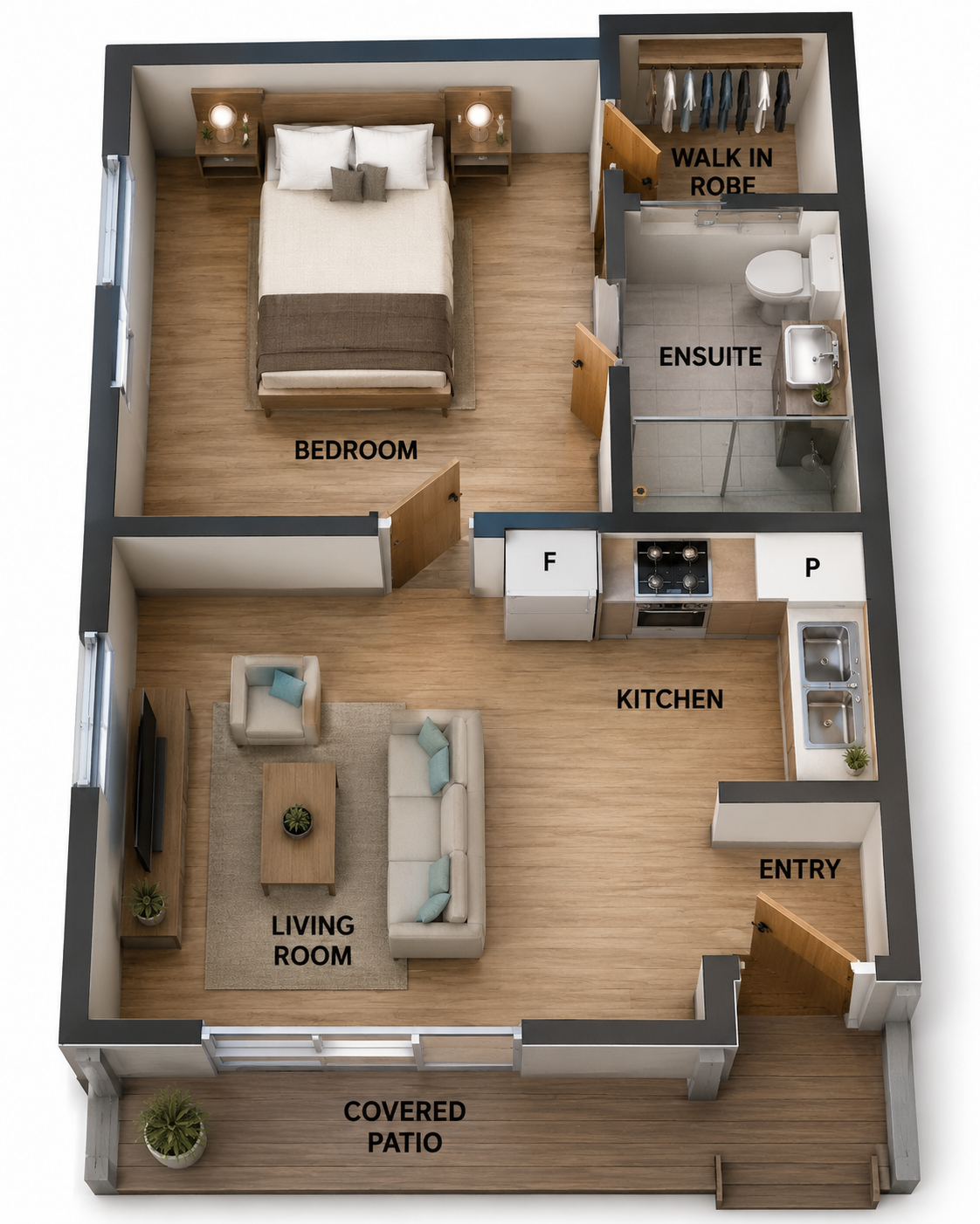 49 Nikara Granny Flat House Plan | Compact 1 Bedroom Home Design
