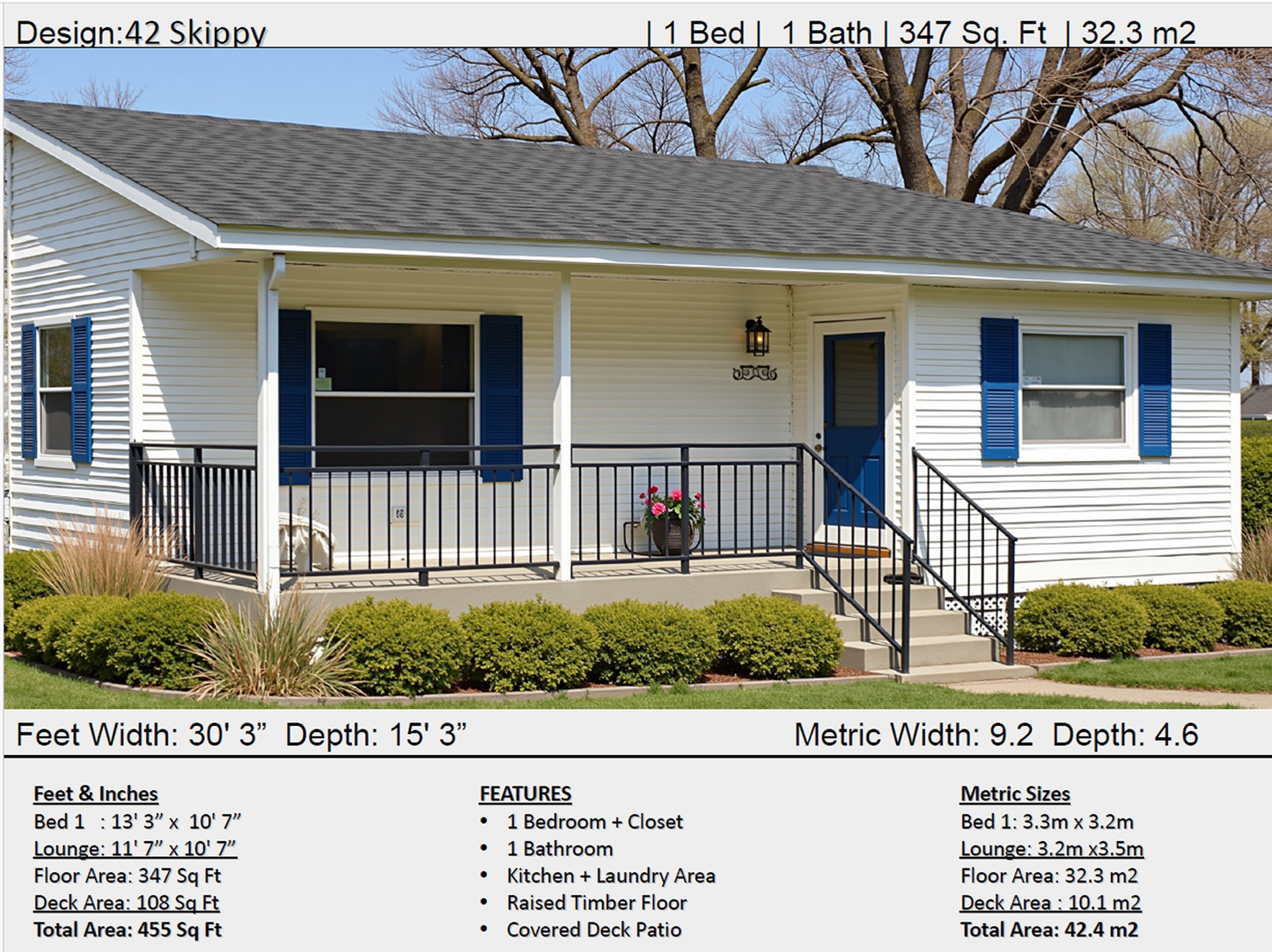 42 Skippy – 1 Bedroom Small House Plan | 42.4 m² | 455 Sq Ft-1