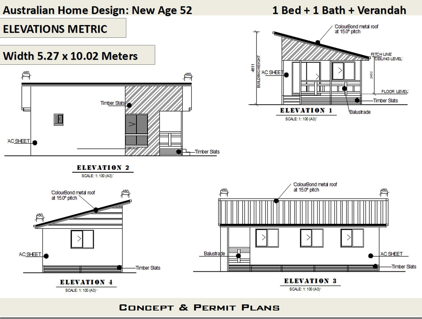 House Plan 52 – New Age Cottage | 1 Bedroom Small Home | 52.8 m² | 568 Sq Ft