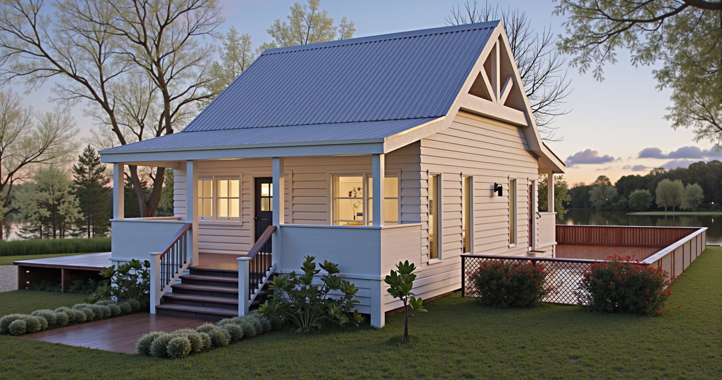 60 Evergreen Cottage – 2 Bedroom Small House Plan Cozy Country Cottage Design with Large Front & Rear Patios