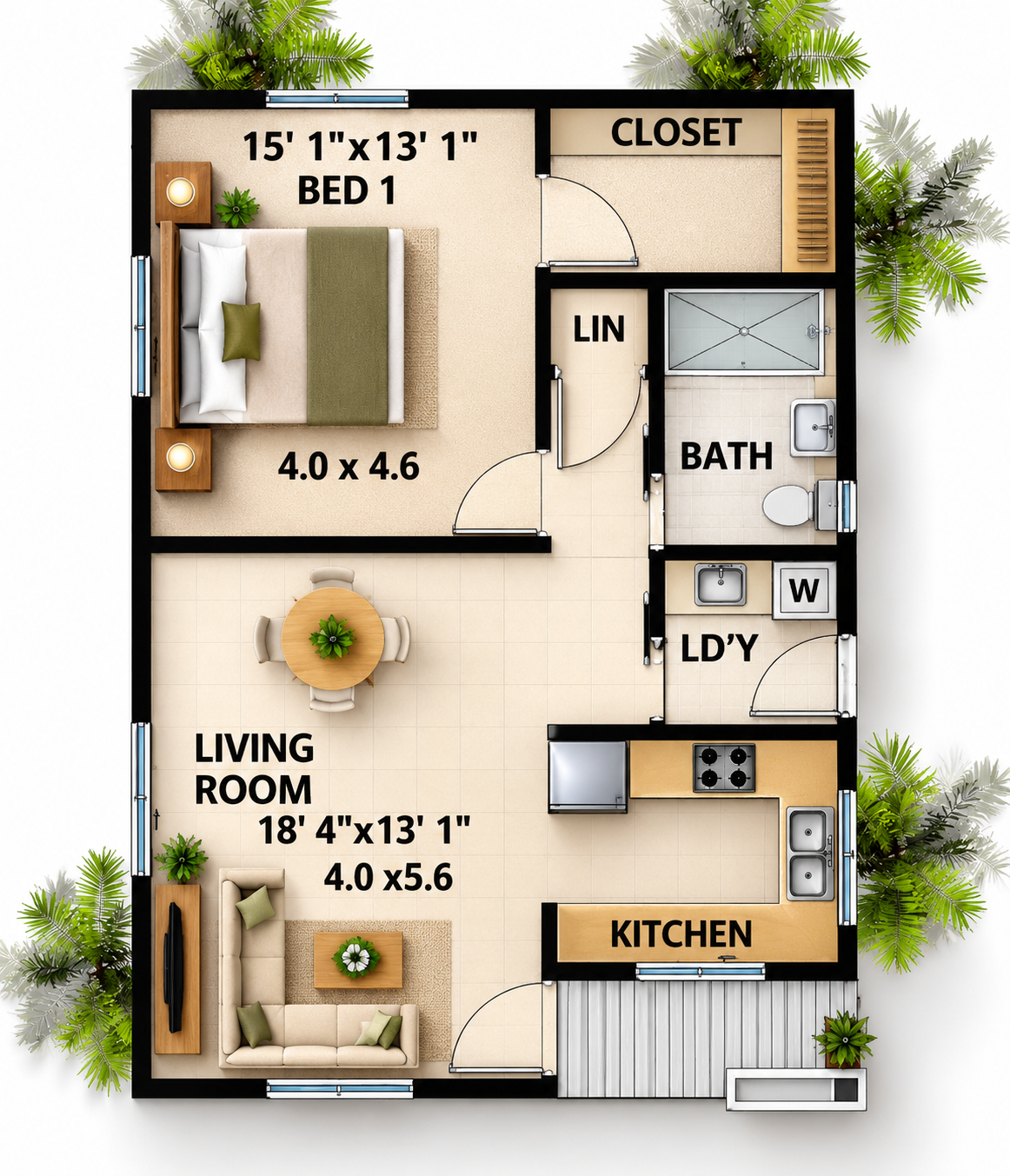 Plan Layout Home 76LH Cottage Charm – 76m² Small Cottage House Plan | 1 Bedroom Home De ...