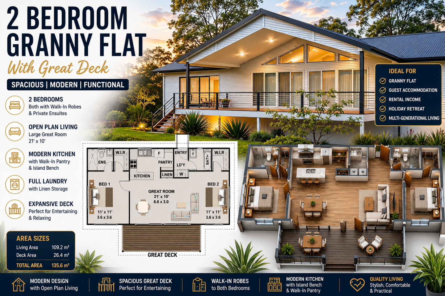 93.6 Steep Block Solution – Elevated Post & Beam House Plan