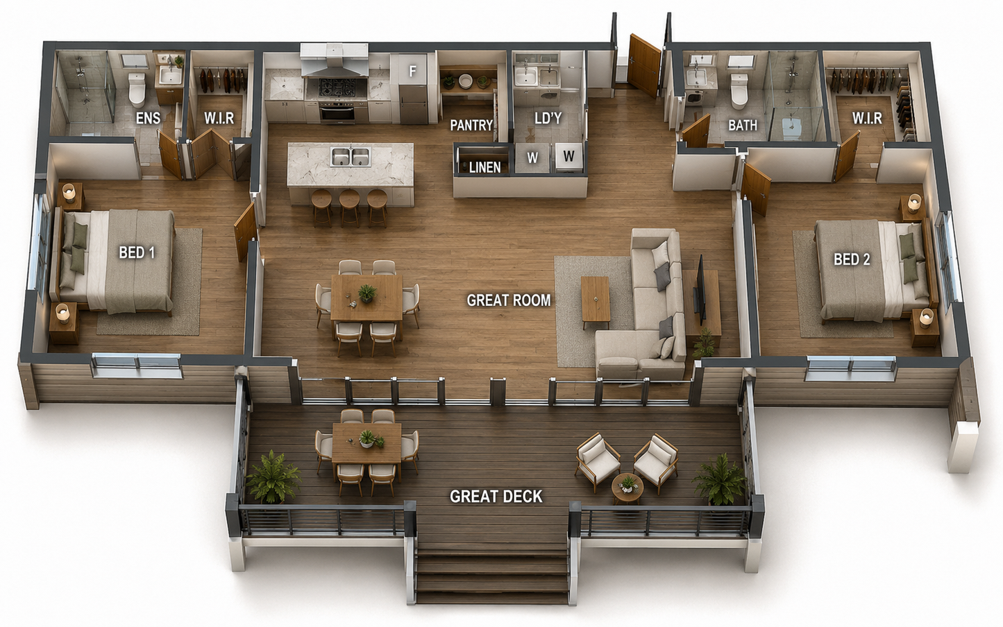 93.6 Steep Block Solution – Elevated Post & Beam House Plan