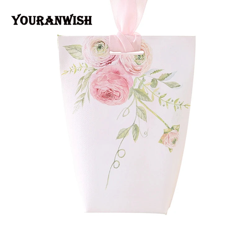 Wedding Favors Upscale Gift Boxes Paper Baby Shower Favor Boxes pink flowers Candy Box